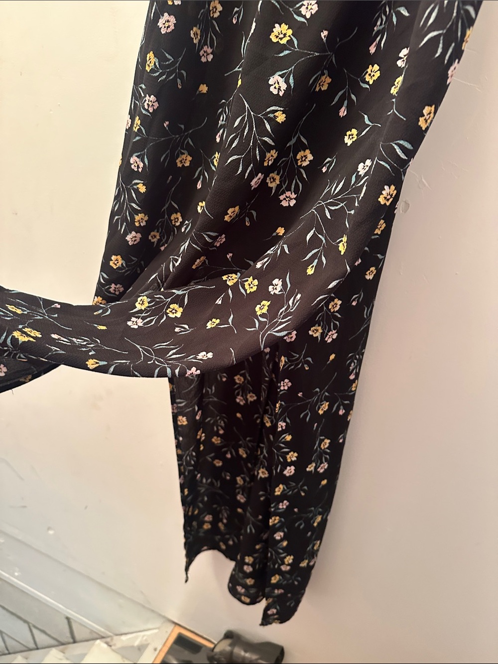 H&M Floral Black Maxi Slip Dress with Spaghetti Straps - Picture 3 of 4